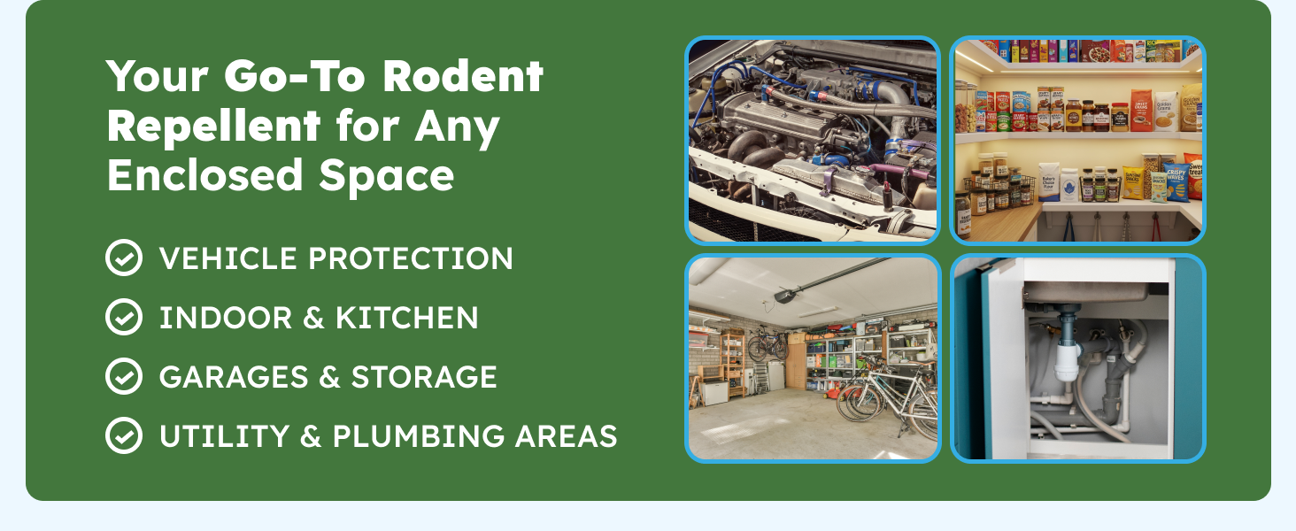 BugMD Vamoose! Plus rodent repellent uses plant oils to protect your space safely.