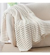 BEDELITE Fleece Throw Blanket for Couch - 300GSM Soft & Warm Fluffy Cream White Blanket, Decorati...