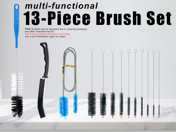 Glass Cleaning Kit Straw Cleaner Brush - Reusable Handles Extra Long Bottle Brush