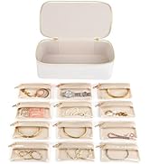 HofferRuffer Jewelry Box Organizer for Women Girls, Travel Jewelry Case with 12 Portable Zipper B...