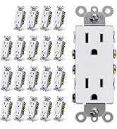 (20 Pack) CML 15A Matte White Decorator Wall Receptacle, 15 Amp Standard Electrical Outlets, Non-...