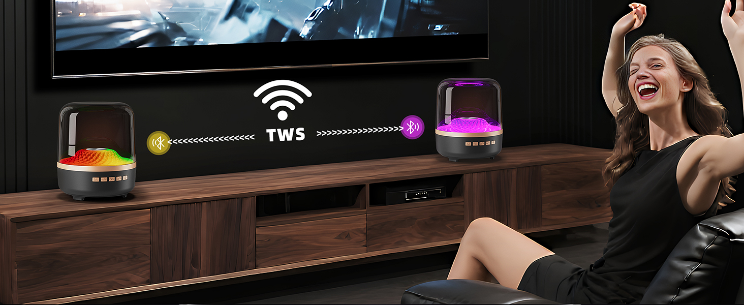 Bluetooth Speaker with HD Sound and Lights, Portable Wireless, Long-lasting battery life, TWS