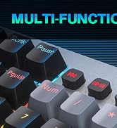 Mechanical Gaming Keyboard, RGB Backlit 104 Keys Full Size Keyboard with Multimedia Knob, Double ...
