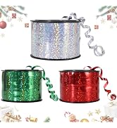 BEISHIDA 3 Pack Christmas Curling Ribbons Red Green Silver Balloons String Ribbons for Gift Wrapp...