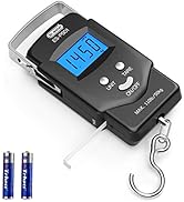 Dr.meter Fish Scale - PS01 110lb/50kg Backlit LCD Display Digital Scale with Built-in Measuring T...