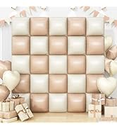 Sand White Brown Square Foil Balloons Wall, 25PCS Double Sided Boho Cream Nude Beige Balloons Tun...