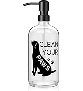 zuxzmj Black Dog Soap Dispenser 17 oz Clear Glass Hand Soap Bottle with 304 Stainless Steel Pump ...