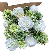 FACINOC Rose Artificial Flowers White Fake Flower Bulk for DIY Wedding Bouquet Bridal Baby Shower...