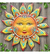 Metal Sun Flower Wall Decor,13 inches Outdoor Sun Art Hanging Decoration for gardens, farmhouses,...