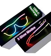 GS GLOWSEEN Led Light Up Glasses USB Type-C Rechargeable, Multi-color Neon Glow Glasses Rave Sung...