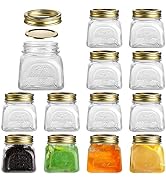 Cedilis 12 Pack 10OZ Airtight Mason Jars, Small Glass Jars with Gold Metal Lids and Bands, Cannin...