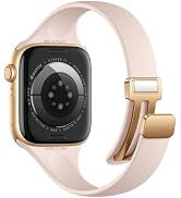 Charlam Slim Silicone Magnetic Band Compatible with Apple Watch Bands Women | Soft Breathable Thi...