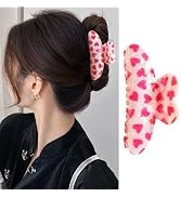 1 Pack Valentine's Day Hair Claw Clips - Large Acrylic Heart Shape Hair Clips Non-Slip Laser Hair...