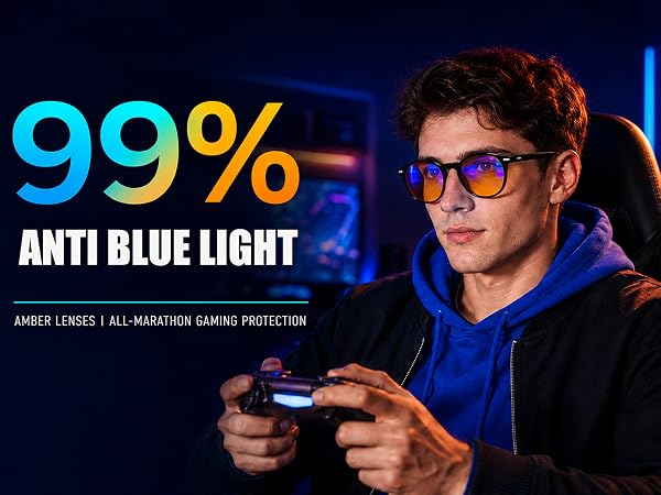 99% ANTI BLUE LIGHT AMBER LENSES | ALL-MARATHON GAMING PROTECTION
