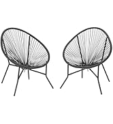 2 Piece Outdoor Acapulco Chair Set, Outdoor Patio Furniture Set, All-Weather Patio Bistro Set, Ou...