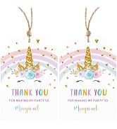 Unicorn Thank You Tags with String Unicorn Party Favor Tags 50PCS Unicorn Birthday Thank You Gift...