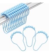 Amazer Shower Curtain Hooks, Decorative Shower Curtain Hooks Rust-Resistant Stainless Steel Glide...