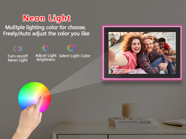 32GB FRAMEO 10.1 Inch WiFi Digital Photo Frame with LED Light