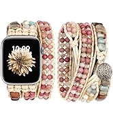 JR.DM Boho Beaded Watch Band Women Compatible with Apple Watch 38mm 40mm 41mm 42mm(S10/11) Pink B...