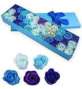 JIALEEY 33 PCS Floral Scented Bath Soap Rose Flower Petals, Plant Essential Oil Rose Soap Set Gif...