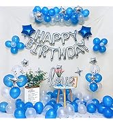 iPartycool 78Pcs Birthday Party Decorations, 3D Foil Happy Birthday Banners, Rose petals, 32in Lo...