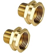 Angry Pony 1/2 NPT to Garden Hose Adapter,GHT 3/4 Female to 1/2 Male Adapter, Solid Brass Hose Th...