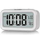 Peakeep Night Light Digital Alarm Clock Battery Operated with Indoor Temperature, Desk Small Cloc...