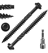 (1 lbs 32PCS)#12x3 Black Hex Exterior Lag Screws,5.5x75mm, Structural Wood Screw, Heavy Duty Cons...