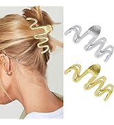 Brinie Hair Claw Clamps Large Gold Hair Claws Metal Alloy Hair Clip Claw Jumbo Wave Hair Claw Cli...