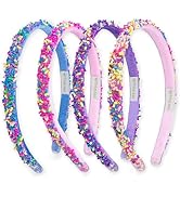 FROG SAC 4 Thin Headbands for Girls - Sequin Headband Set for Kids, Sprinkle Hair Bands for Child...