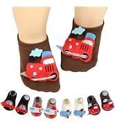 YAHUIPEIUS 4 Pack Baby Boy Socks,Non Slip Grip Ankle Socks for Newborn Infant Preemie Funny Sock ...