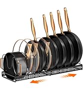 MUDEELA Pots and Pans Organizer : Rack for under Cabinet, Expandable Pot Lid Kitchen Cabinet Orga...