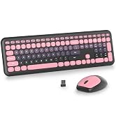 Vumilstek Colorful Pink Quiet Keyboard and Mouse Wireless(US-X110 Berry Powder)