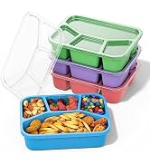 XGXN Bento Box Adult Lunch Box (4 Pack), 4-Compartment Meal Prep Container for Kids, Reusable Foo...