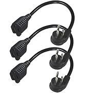 Short Flat Plug Extension Cord 1 Foot- Low Profile Angle Flat Plug Ground 1FT Indoor AC Extension...
