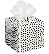 Polka Dot Black Circle Tissue Box Cover Square,Abstract Round Brush Strokes Tissue Box Holder Wat...