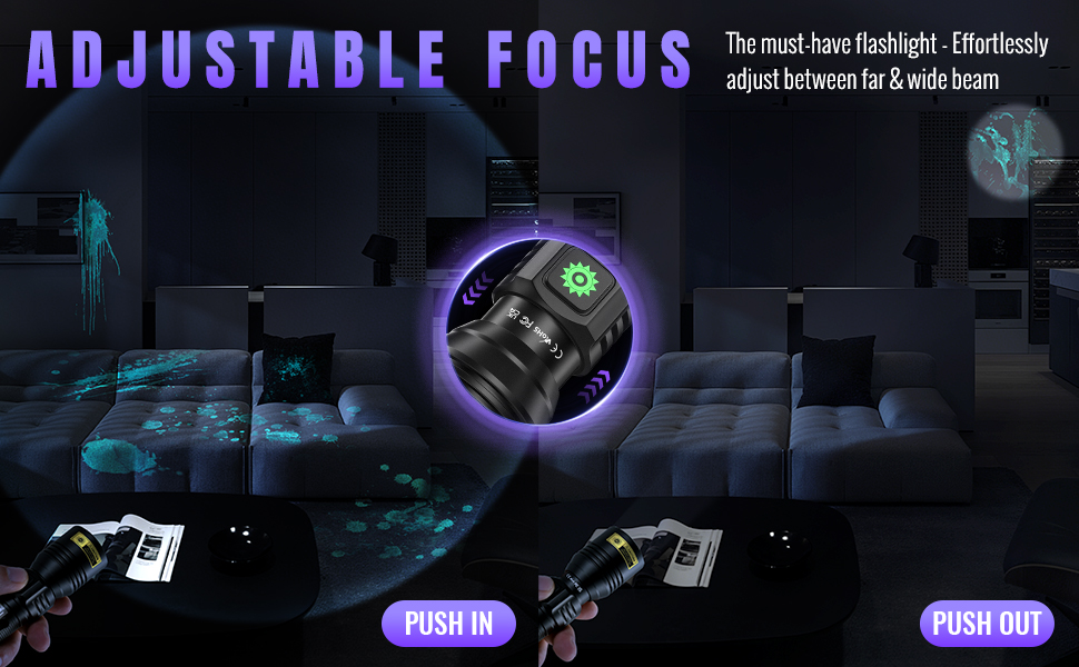 Focus Adjustable Ultraviolet Flash Light