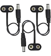 Augioth 9 V Pedal Battery Clip 3 Pack 5521 Converter Center Negative 9 Volt Power Supply Cable