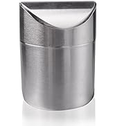 LoveInUSA Mini Table Trash Can Recycling Brushed Stainless Steel Wave Cover Counter Top Garbage Bin