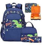 ACESAK Boys Backpack - Dinosaur Bento Box with Insulated Lunch Bag Pencil Case & Utensils Set for...