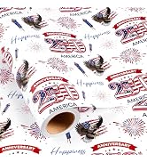 Burymento 4th of July Wrapping Paper Roll - 17in x 16.4ft, 250th Anniversary Patriotic Gift Wrap ...