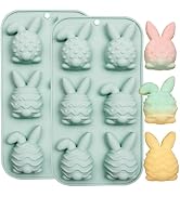 Silicone Easter Bunny Molds, 12-Cavity Rabbit Shaped Egg with Ear Chocolate Molds for Baking Cand...