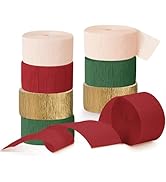 NICROHOME EUR Christmas Decorations, 8 Rolls Christmas Green Red Gold Crepe Paper Streamers for X...