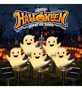Halloween Solar Lights for Outdoor Decorations, 5 Pack Ghost Pathway Lights, Solar Ghost Lights f...