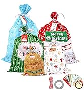 30 PCS Christmas Bags Assorted Size Goody Bags Party Gift Wrapping Bags with Hanging Tags Cards f...
