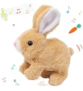 Hopearl Hopping Rabbit Interactive Electronic Pet Plush Bunny Toy with Sounds and Movements Anima...