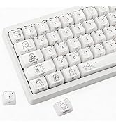 Tsungup Cute Cat Keycaps Set,Crystal Jelly Mao Profile 119 Keys White Keycaps Capybara Custom Key...