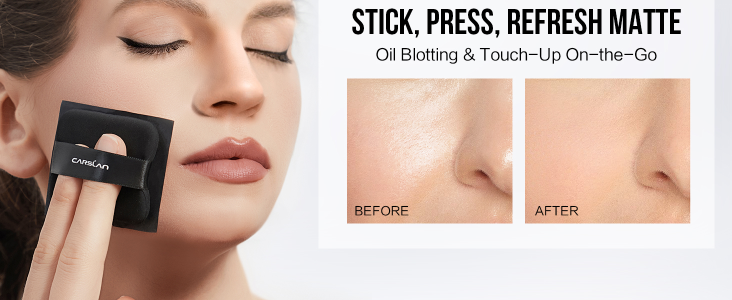 oil blotting sheets, touch-up sheets with mirror, natural plant fiber paper, portable, matte