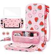 GLDRAM Pink Strawberry Carrying Case for Nintendo Switch 2 (2025), Cute Girly Accessories Bundle ...