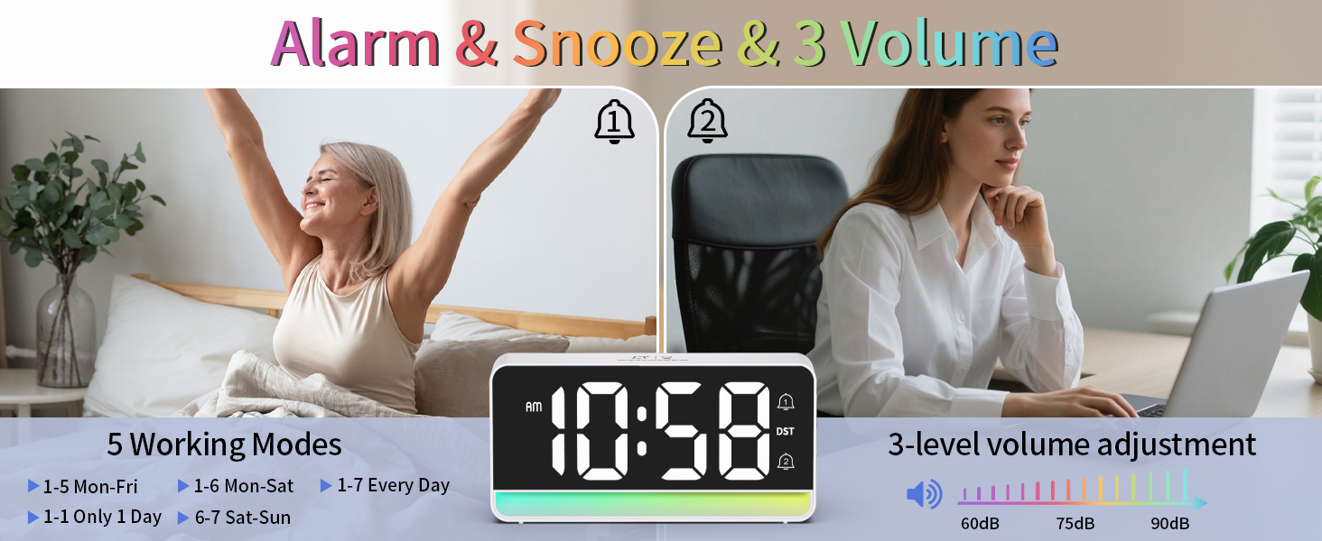Dual alarms, five working modes, three volume levels, this product is suitable for heavy sleepers